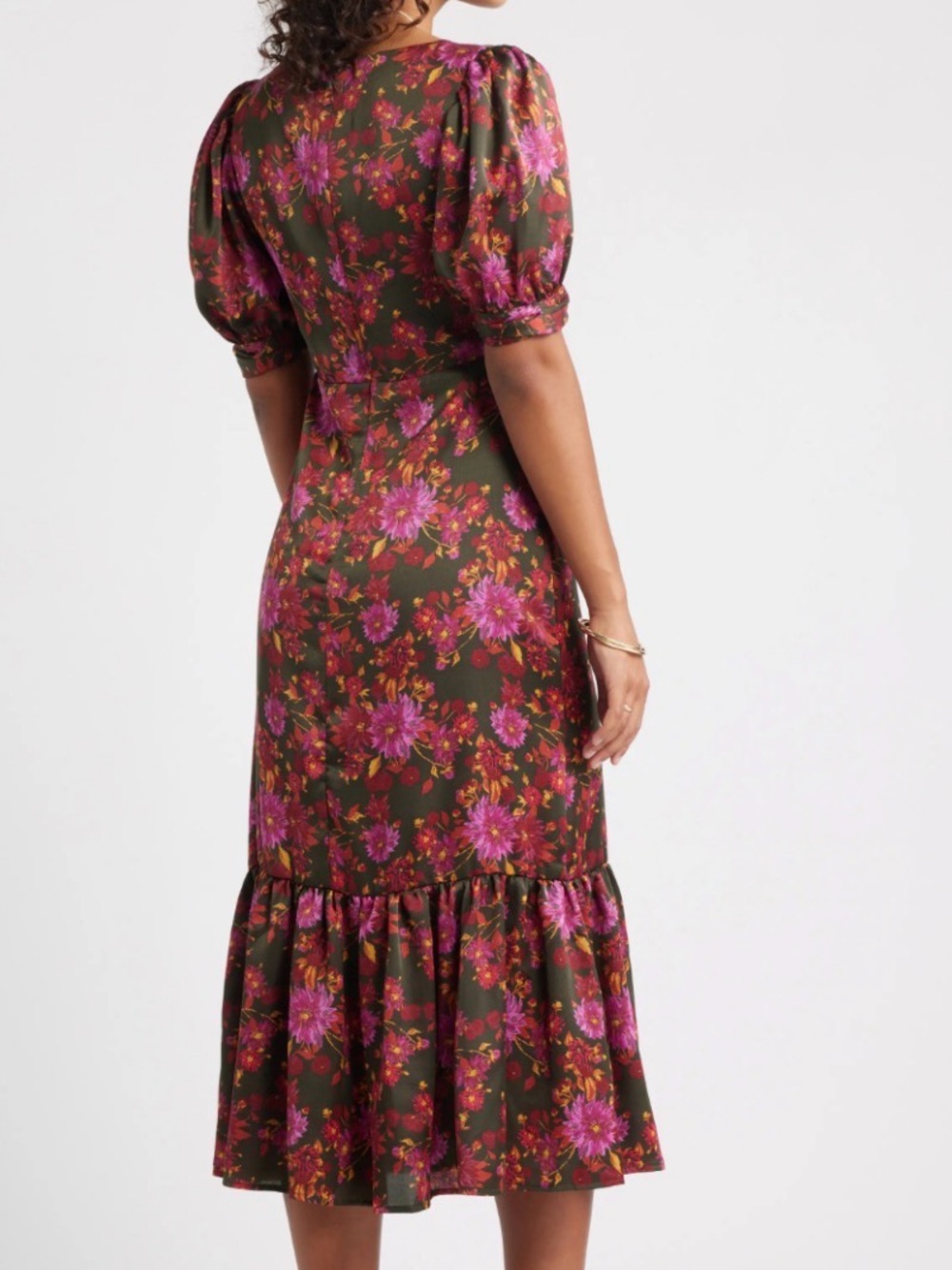 Chelsea28 Olive Maxi Dress with Pink Floral Print